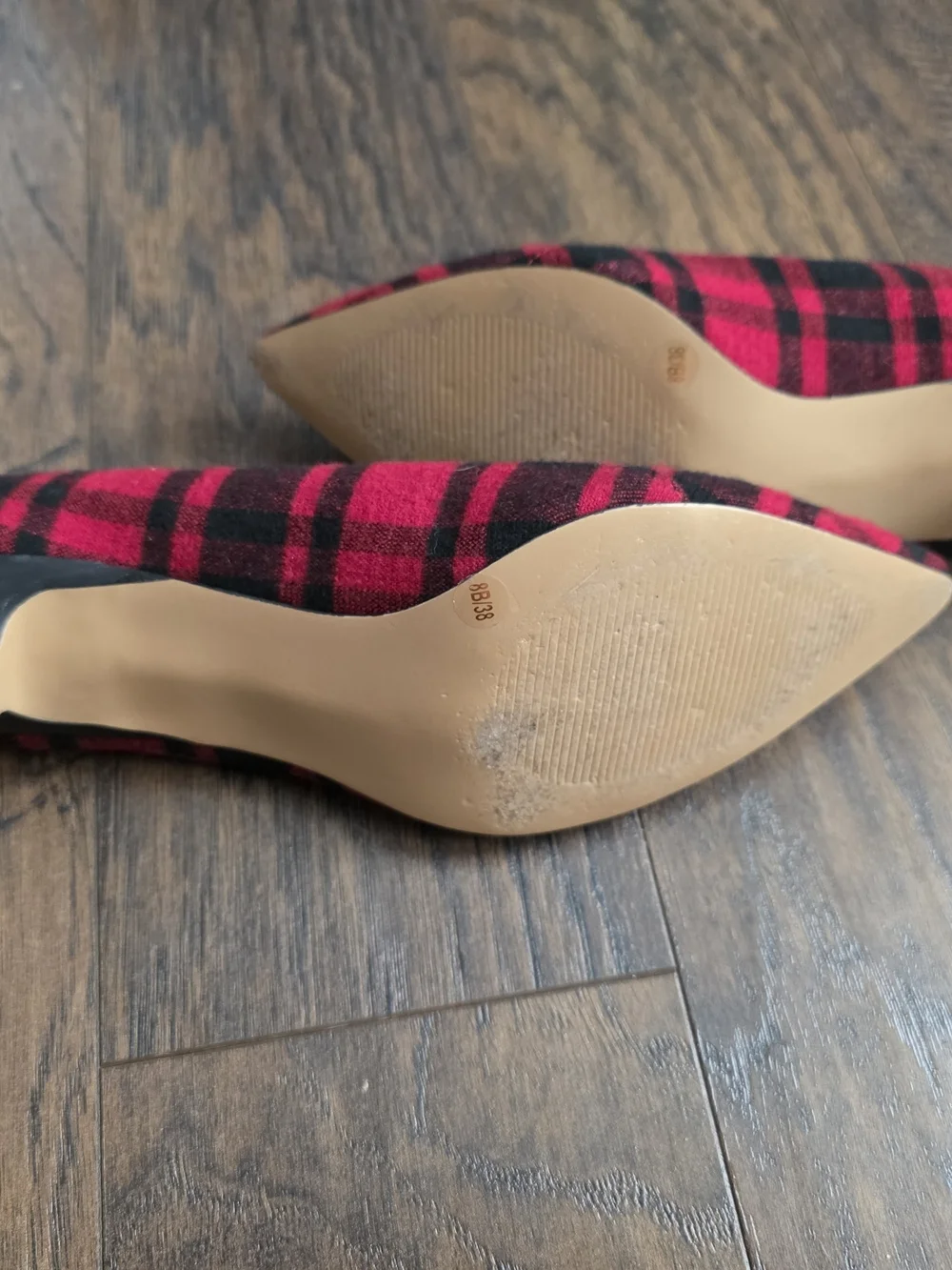 Sole Society Red and Black Plaid Pointed-Toe Heels